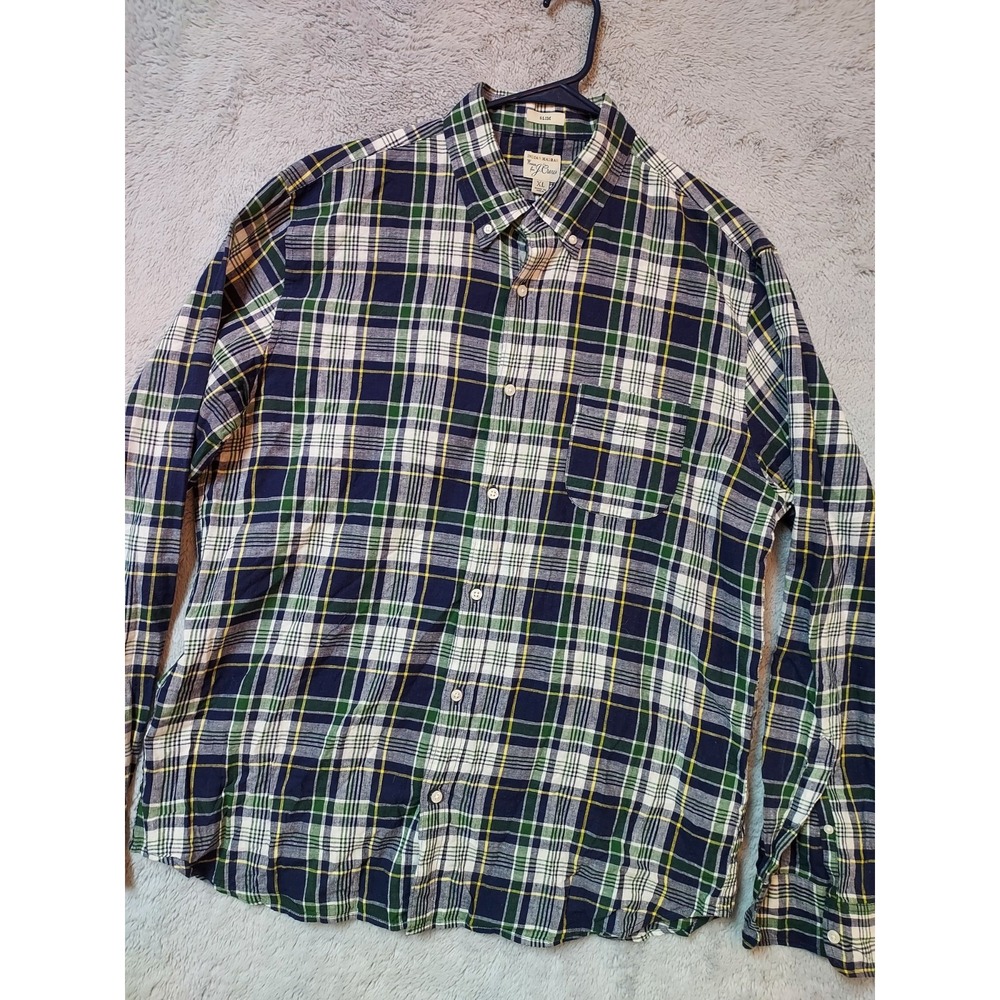 J Crew Shirt Mens Extra Large Indian Madras Tartan Plaid Lightweight Preppy XL